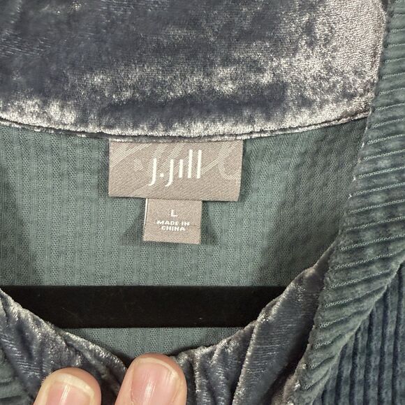 J.Jill Blue Corduroy Boyfriend Chore Jacket Shacket Coatigan Size L Pockets - Picture 3 of 12